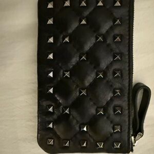 New Valentino Garavani Rockstud quilted leather coin purse and cardholde